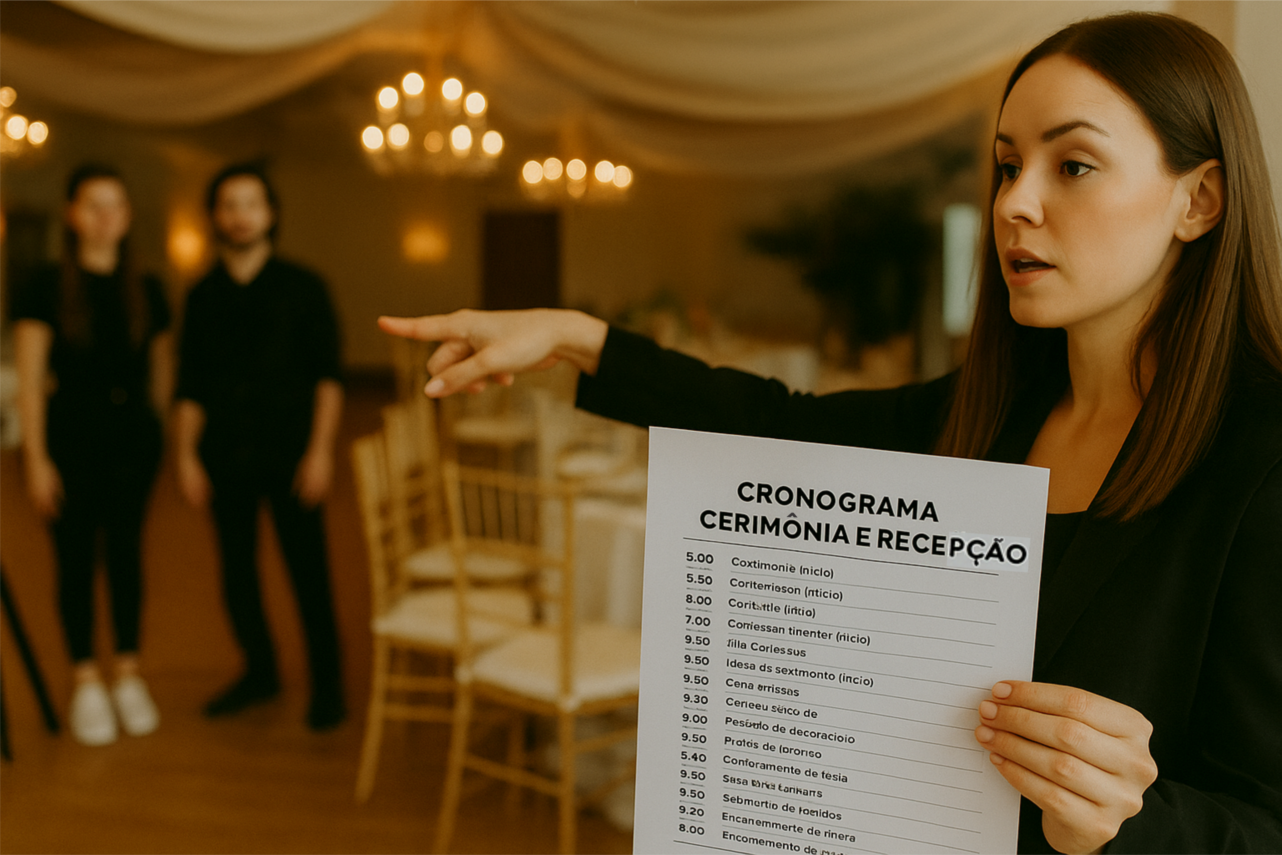 Organização-do-casamento-com-cronograma-detalhado-nas-mãos-da-cerimonialista