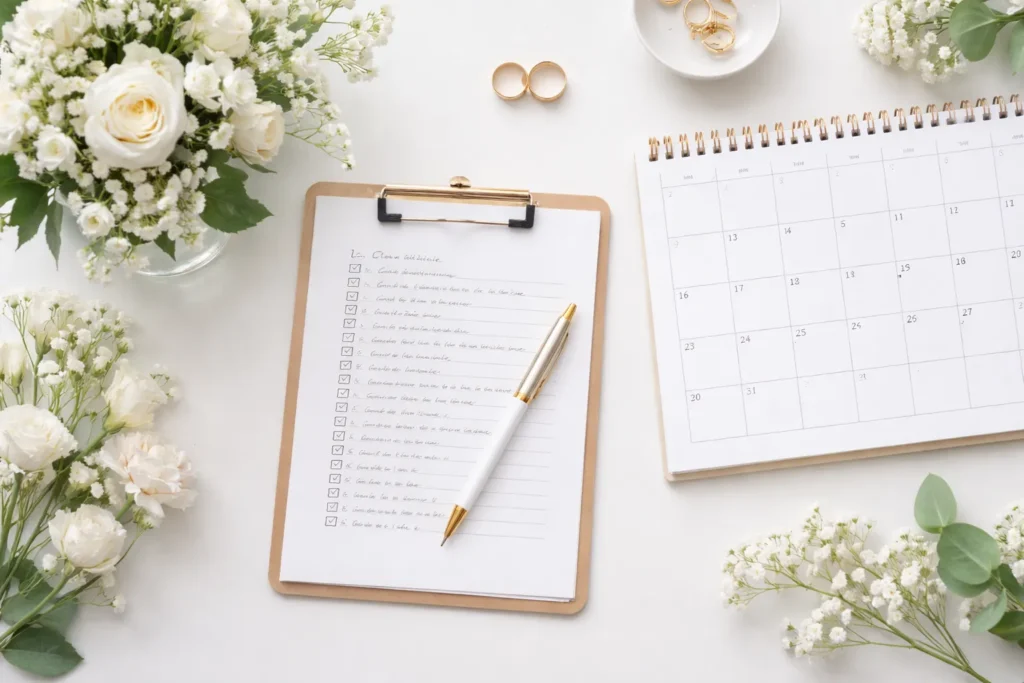 planejamento de casamento com checklist e calendário organização de tarefas