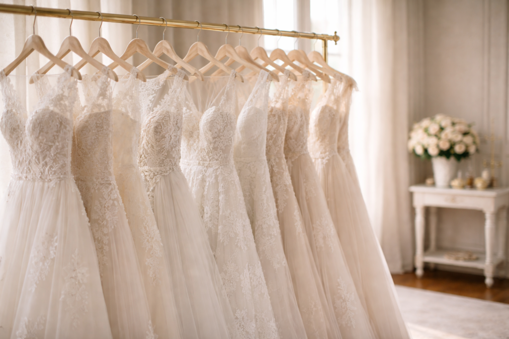 vestidos de noiva ideais para diferentes tipos de corpo em loja especializada