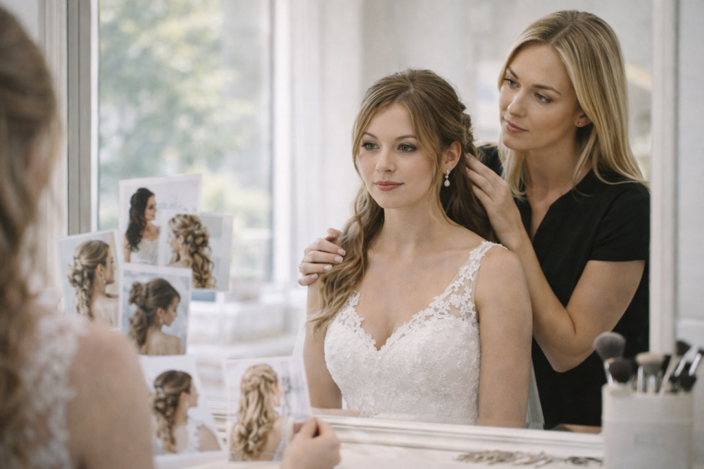 como escolher penteados de noiva 2026 de acordo com formato do rosto e tipo de cabelo