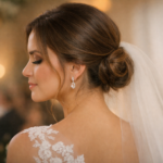 penteados de noiva 2026 coque baixo natural com mechas soltas em cerimônia