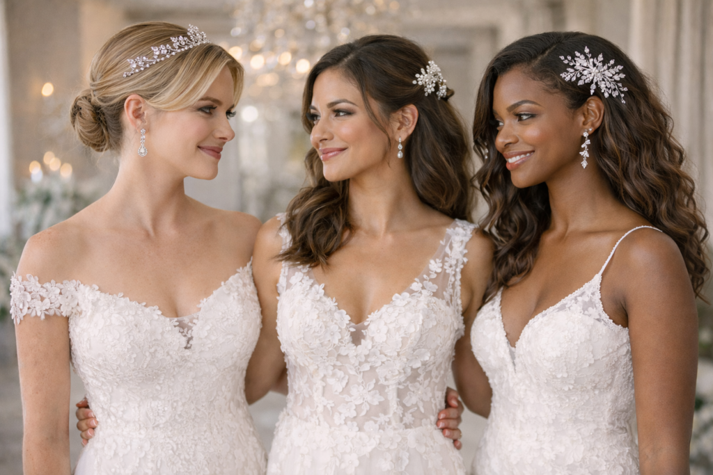 tipos de penteados de noiva 2026 preso semi preso e solto comparação