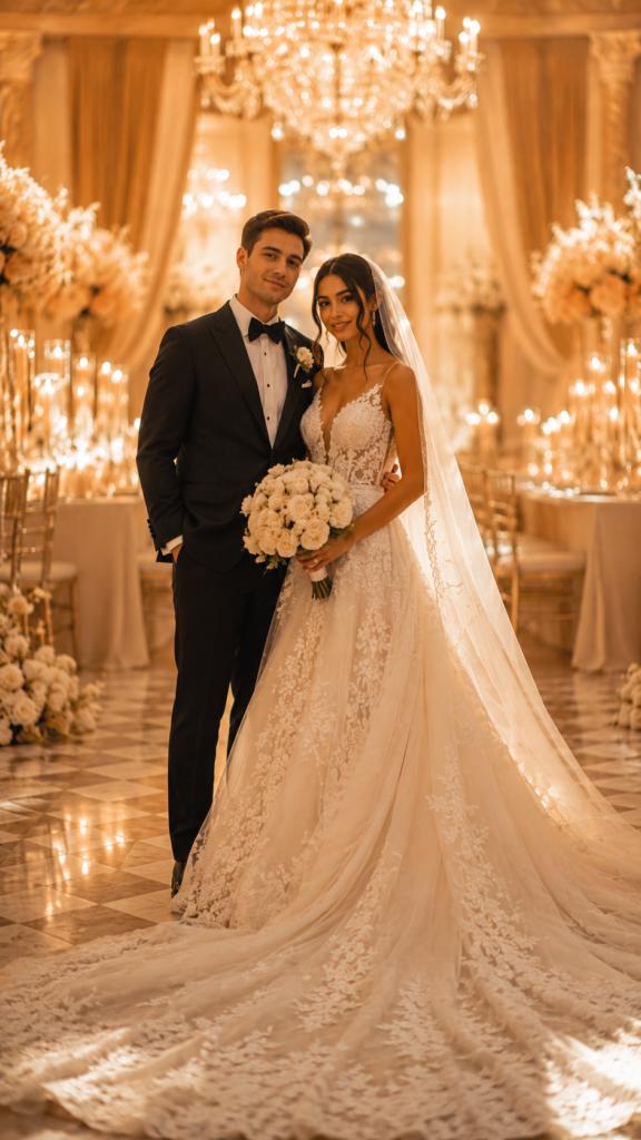 mãos sobre mesa com contrato e caderno de planejamento de iluminação para casamento