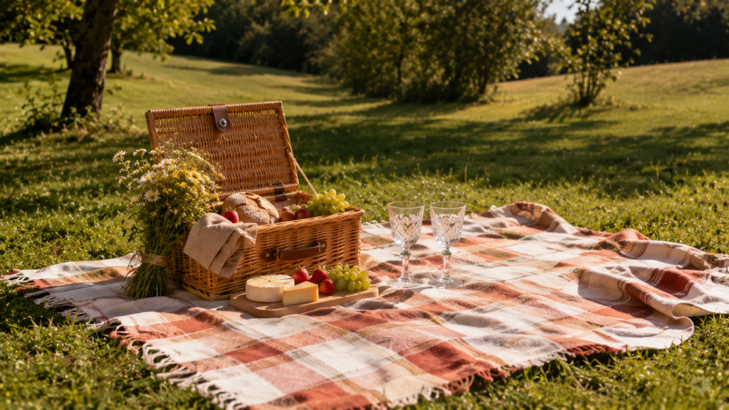 piquenique romantico simples ao ar livre como surpresa de aniversario de casamento com poco dinheiro