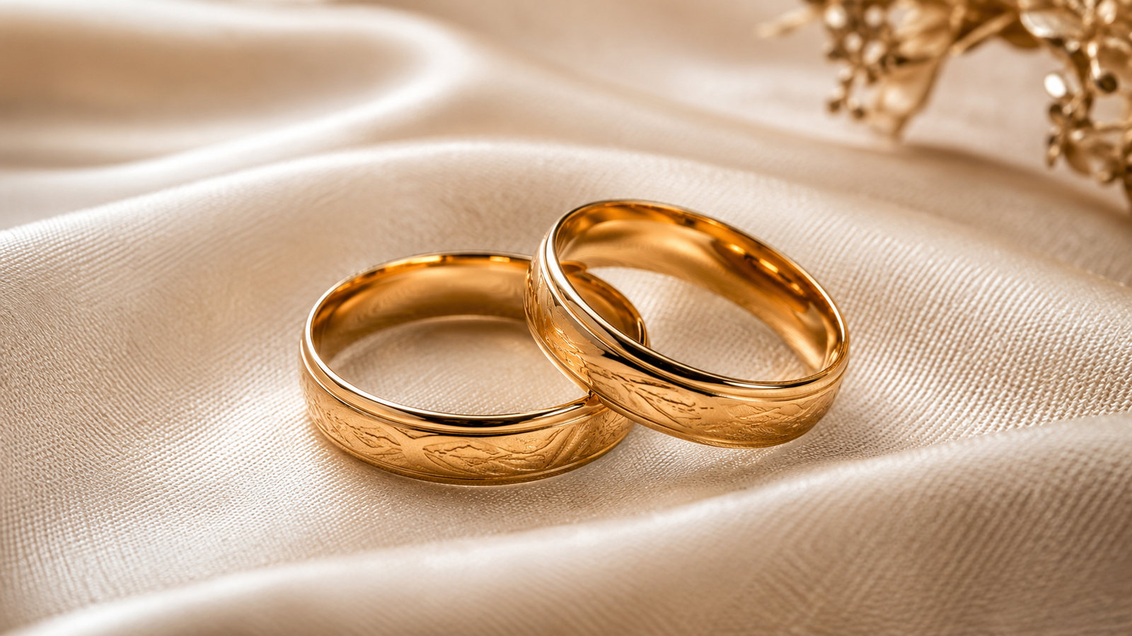 alianças de ouro em detalhe simbolizando os 50 anos das bodas de ouro