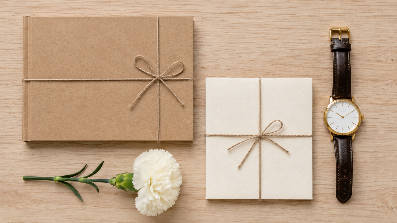presente de papel ao lado de um relógio, presentes tradicional e moderno das bodas de papel