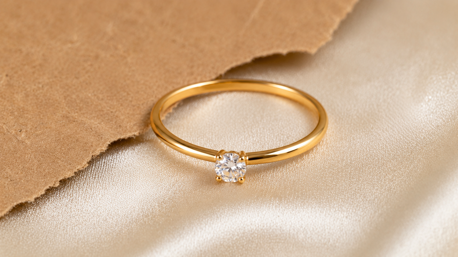 mini anel solitário de zircônia ou diamante, presente de bodas de papel