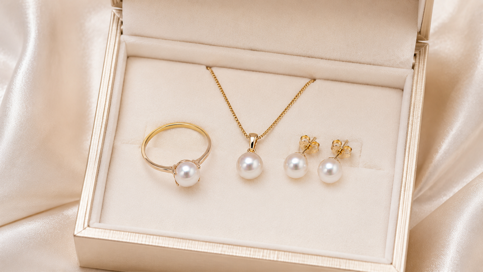 conjunto de joias de pérola, anel colar e brincos, presente de bodas de pérola
