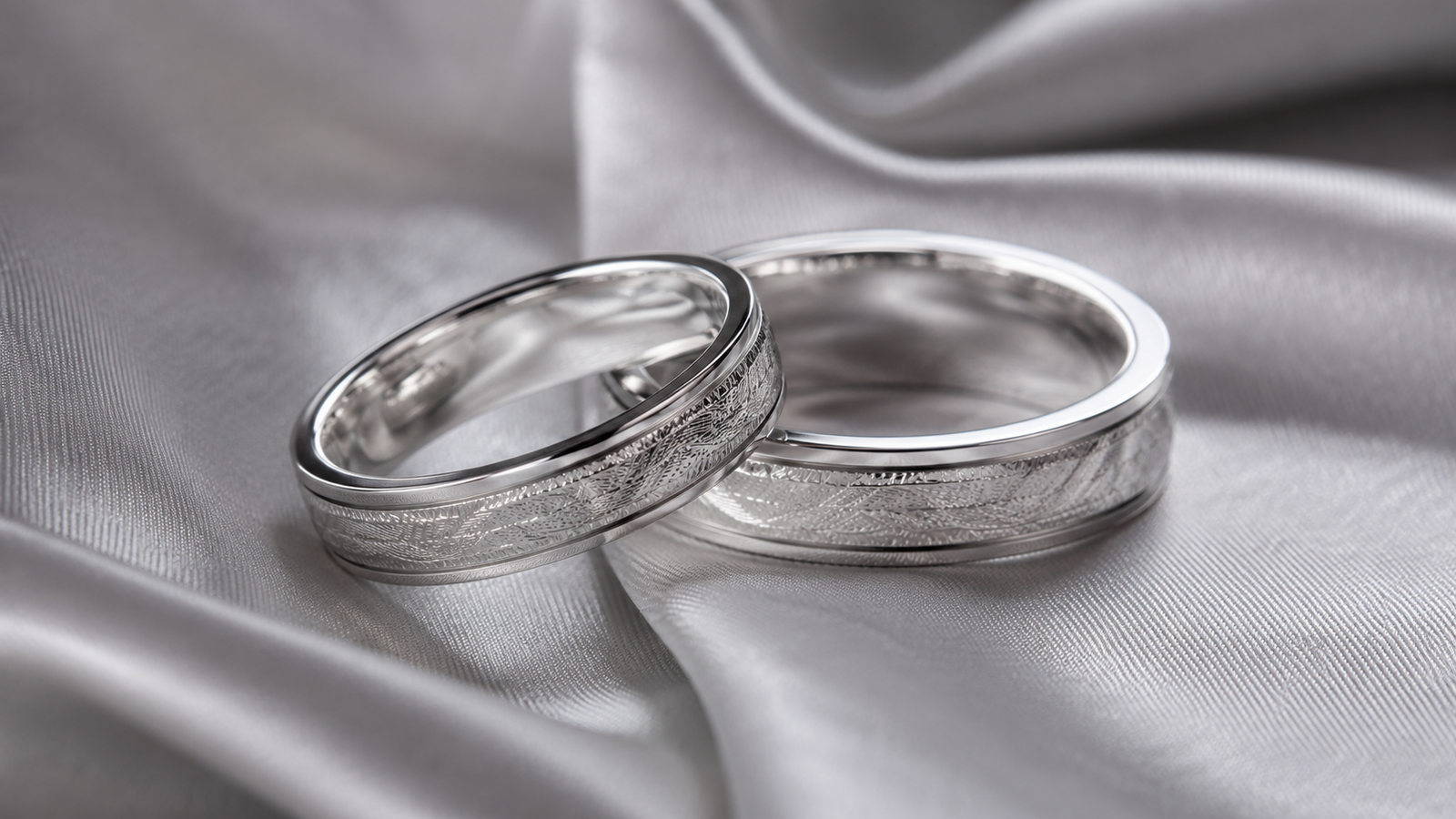 alianças de prata em detalhe simbolizando os 25 anos das bodas de prata