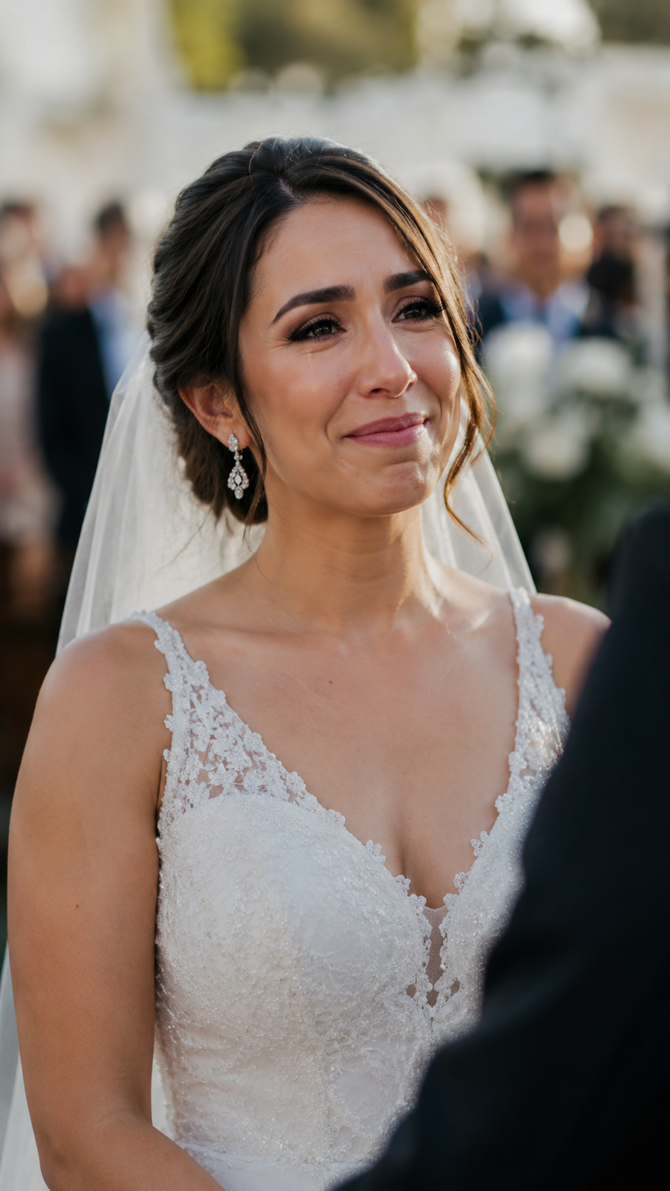 estilo documental de fotografia de casamento com noiva emocionada em momento espontâneo