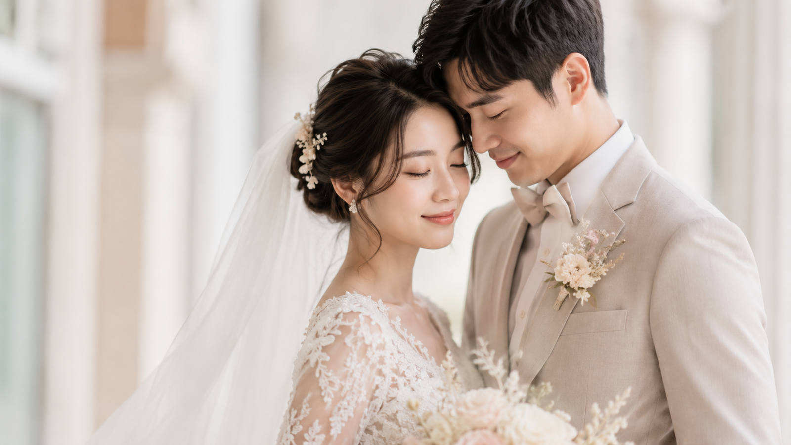 estilo fine art de fotografia de casamento com casal em luz suave e clima delicado