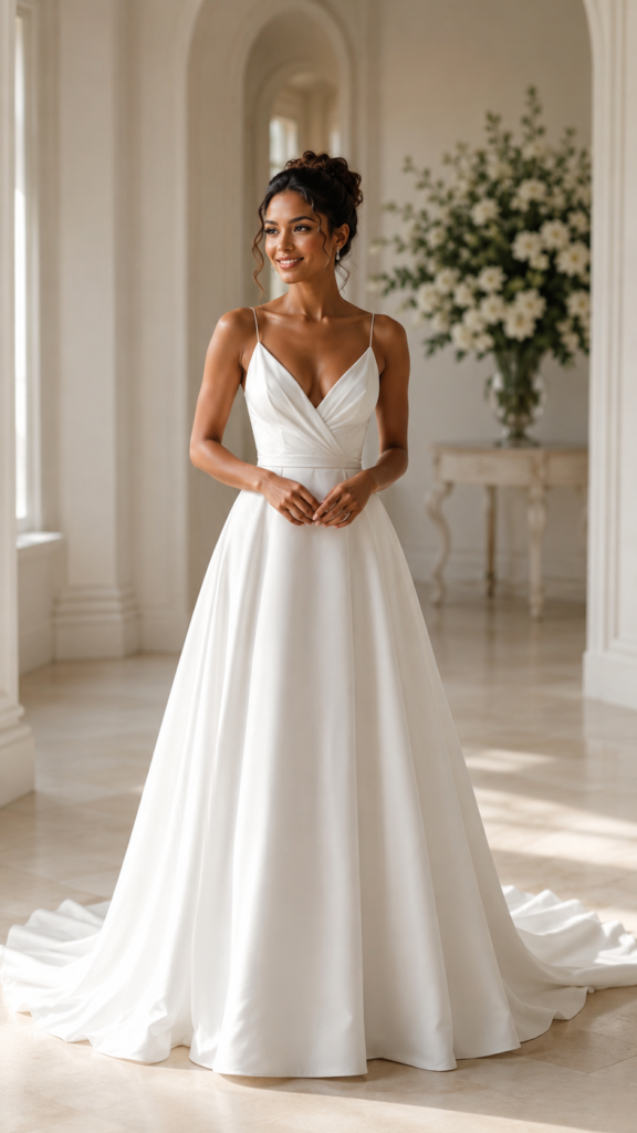noiva elegante de corpo inteiro em vestido de noiva