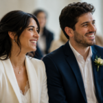 casal jovem feliz se casando no civil de graça no cartório
