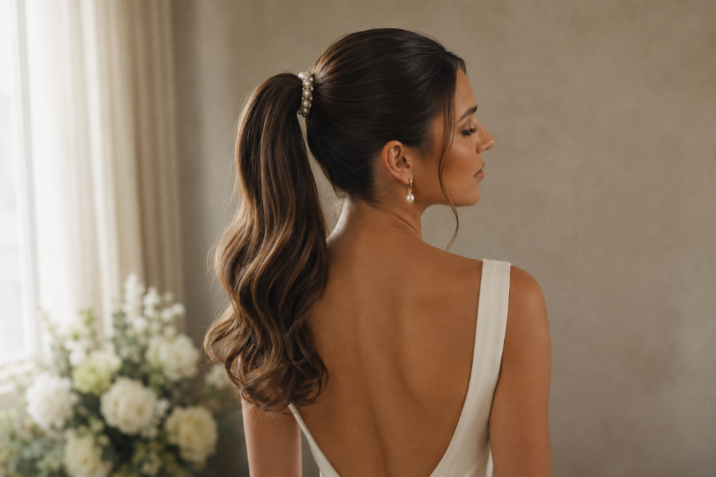 Rabo de cavalo alto com volume, penteado de noiva 2026
