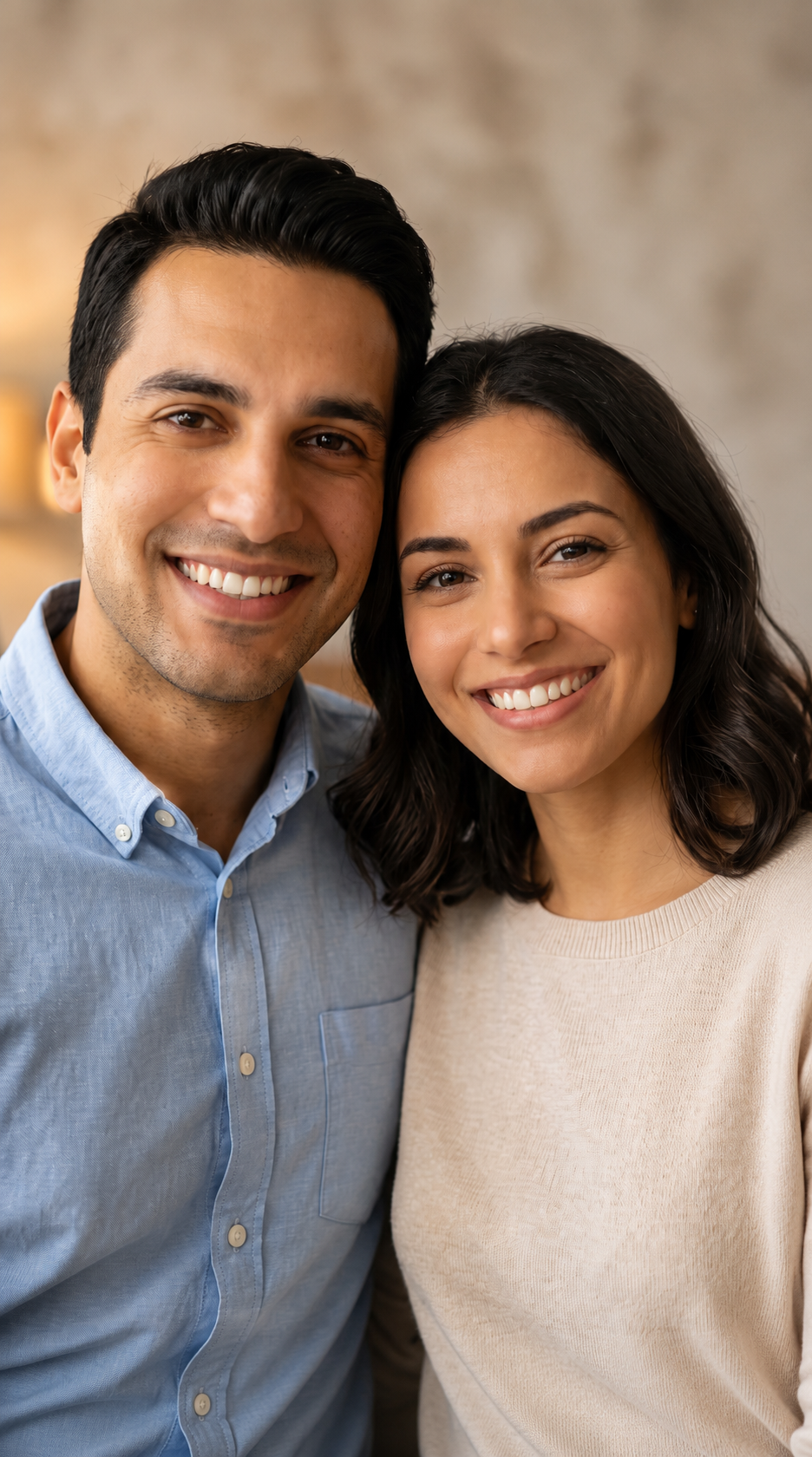 Casal feliz após decidir o regime de bens do casamento
