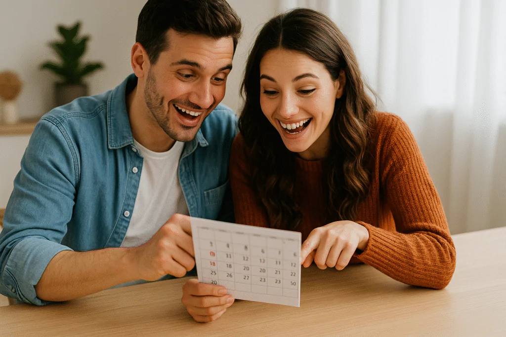 Casal analisando datas para marcar o casamento