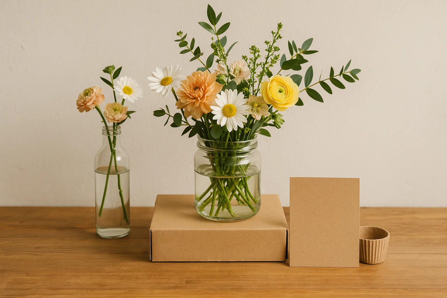 Decoração econômica com flores e materiais recicláveis